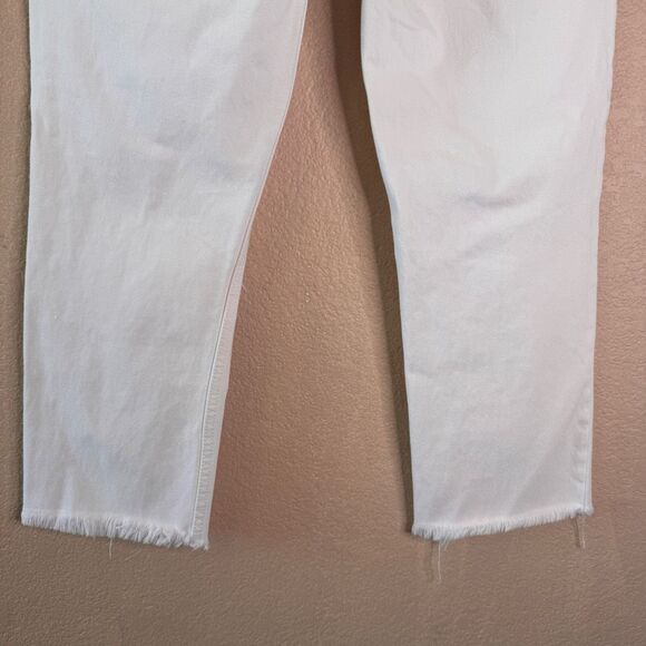 Re/Done 70s Stove Pipe Jeans Womens 27 White Distressed Denim Cropped Raw Hem - Picture 8 of 15